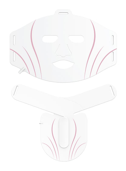 White protective gear with red accents on a white background